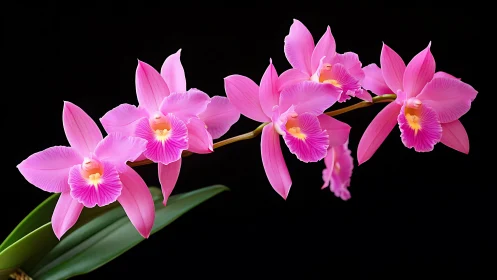 Cattleya Hybrid Orchids: Magenta Inflorescence Against Achromatic Background