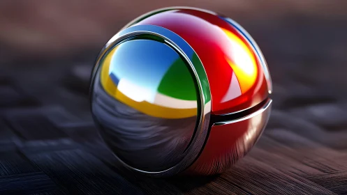 Chrome sphere with segmented glossy primary color panels.