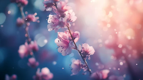 Delicate Cherry Blossoms with Bokeh Luminescence and Soft Gradient Lighting