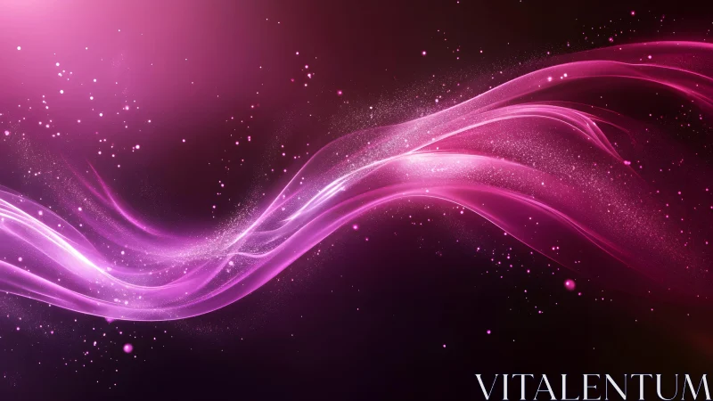 Abstract glowing pink waves with sparkles digital art background.