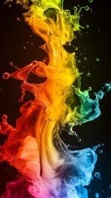 High-speed macro capture of multicolor liquid splash column