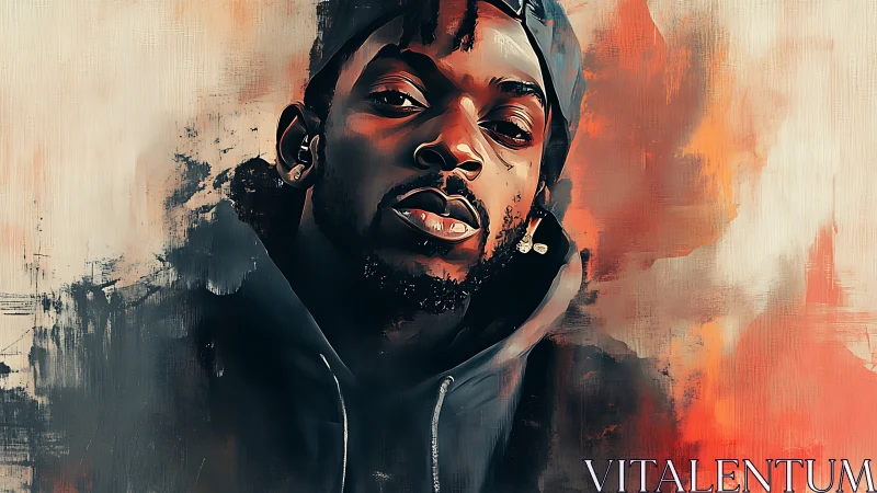 Urban portrait in bold digital brushstrokes and warm light.