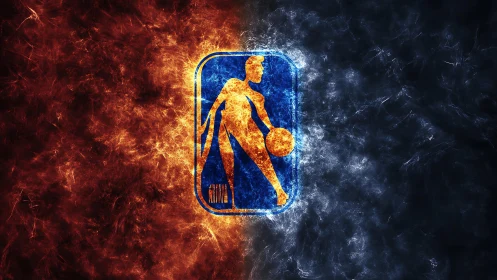 Blazing baller strides through fire and ice cosmic court.