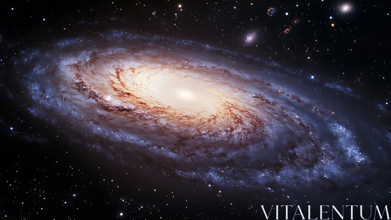 Luminous spiral galaxy swirls in deep space’s silent dark