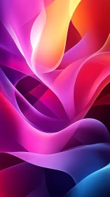 Chromatic silk waves dance in a radiant neon sunrise storm.