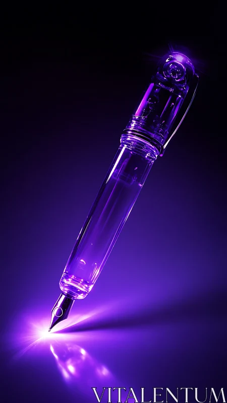 Transparent violet fountain pen rendered with specular glow