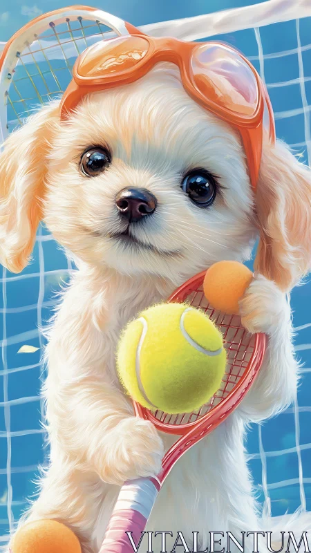 Playful puppy tennis star brings sunshine to the court