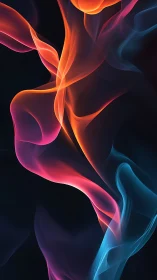 Vertical composition shows multicolor translucent light ribbons