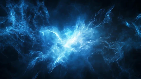 Vibrant Blue Energy Burst in Abstract Digital Art Style.