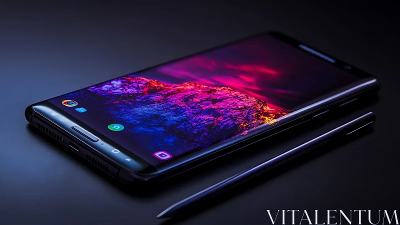 Smartphone with vibrant abstract display wallpaper