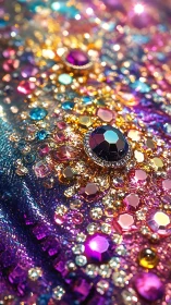 Vibrant closeup of multicolored gemstones on fabric.