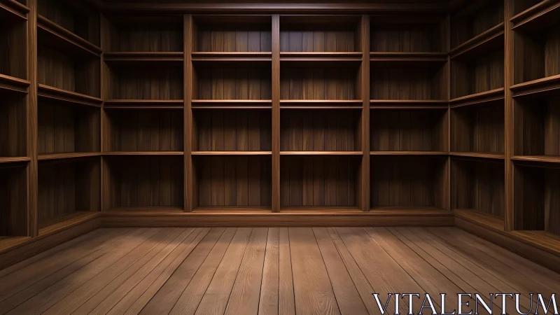 Silent Wooden Library Waiting For Stories To Arrive.