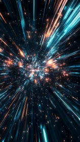 Stellar light trails explode through deep cosmic void