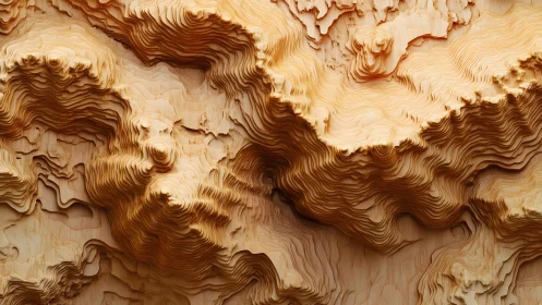 Abstract wooden landscape with layered topography effect.