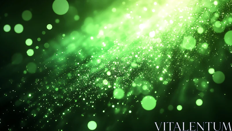 Vibrant green abstract bokeh light burst in digital art style.
