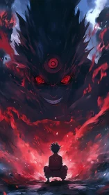 Red vortex remembers the boy who dares to face his shadow