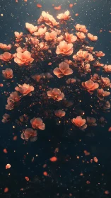 Luminous Coral Blooms Against Dark Teal Sky