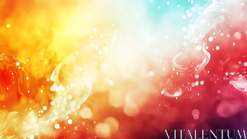 Chromatic fluid diffusion with luminous bokeh particle field.