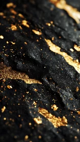 Molten gold streaks across midnight stone in luxe shimmer.
