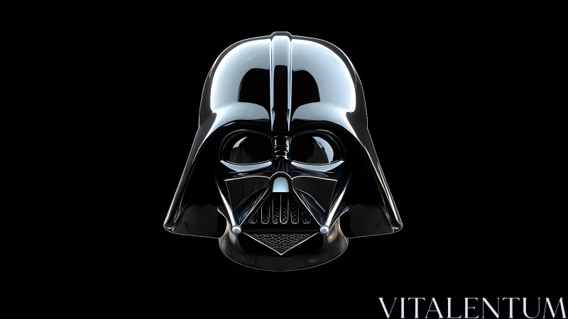 Darth Vader Helmet Close-Up in High-Gloss Digital Art Style.