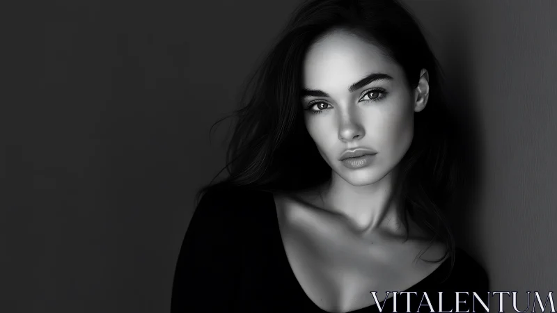 High contrast monochrome portrait with directional key lighting and soft falloff