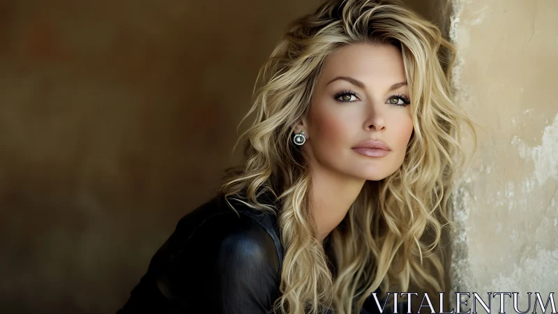 Photorealistic portrait of blonde woman with soft side lighting.