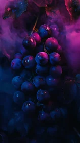 Chromatic macro study of grapes in bicolor atmospheric light.