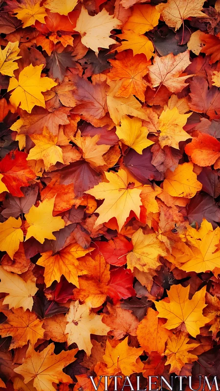 High saturation close-up of overlapping maple autumn foliage