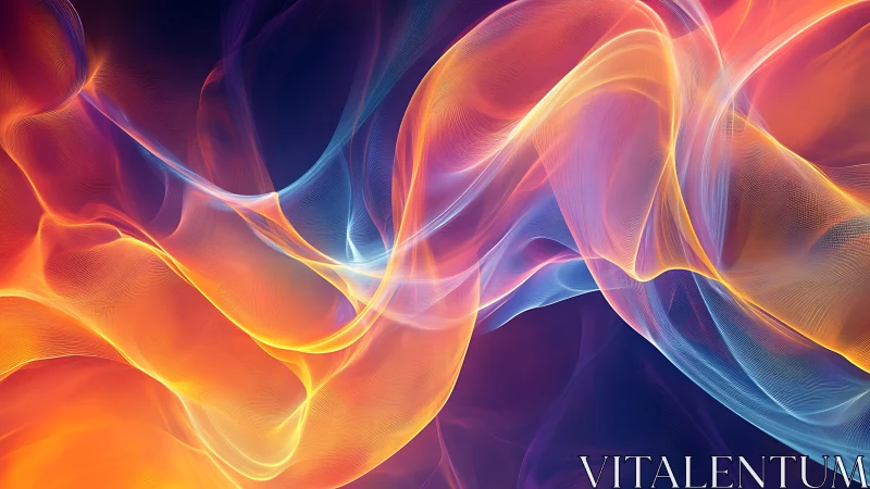 Luminous gradient waves in flowing abstract mesh ribbons.