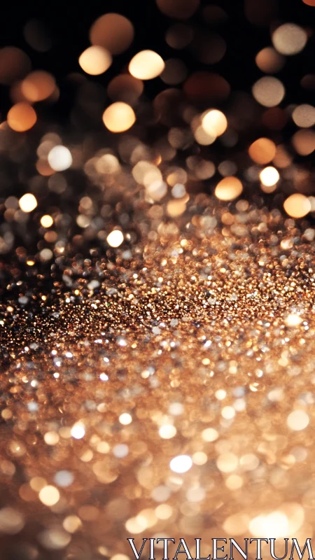 Defocused golden glitter surface with warm bokeh lights.