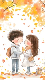 Two Hearts Collecting Autumn's Golden Whispers Together.