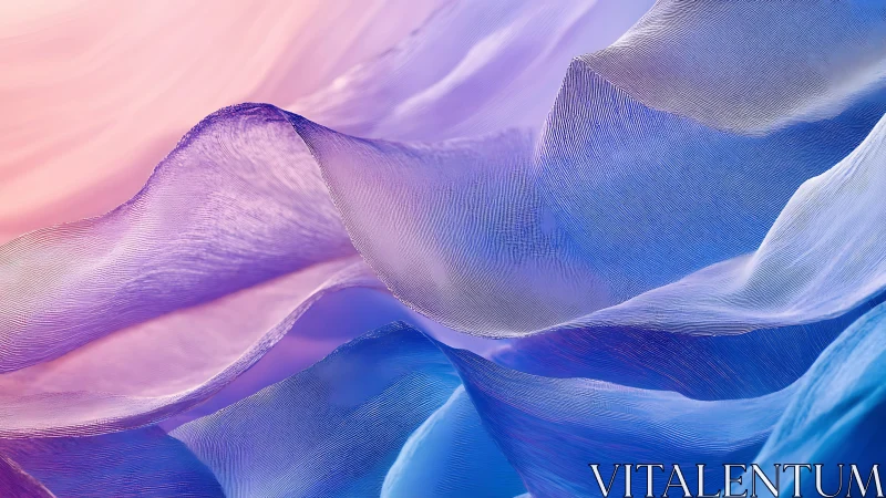 Iridescent translucent fabric waves in pastel gradient light.