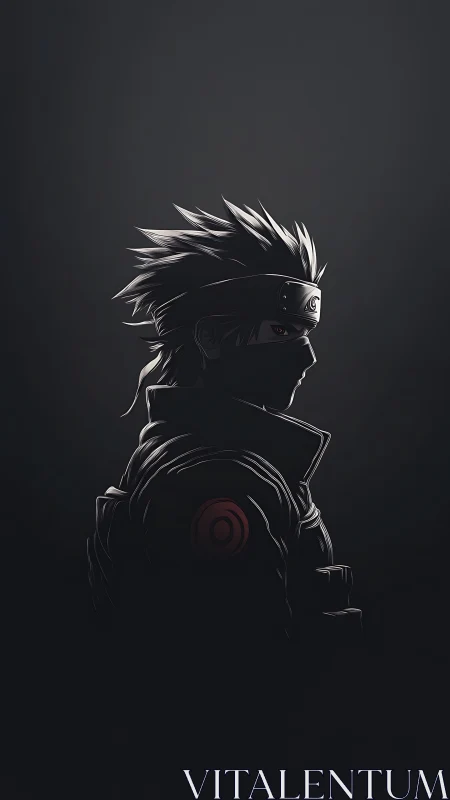 Mysterious masked ninja in soft, dramatic side lighting.