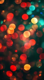 Luminous holiday bokeh orbs in deep emerald haze.