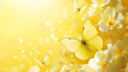 Sunlit lemon butterflies drifting through floral daydreams.