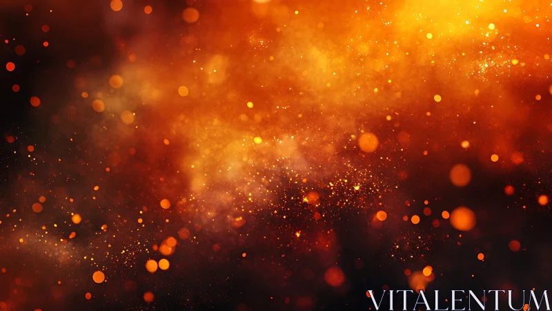 Abstract particle composition with warm color gradation.