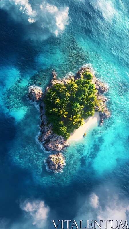 Tropical Island Paradise Surrounded by Turquoise Waters