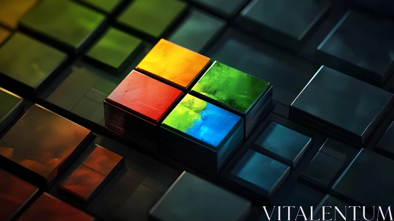 Colorful Abstract 3D Cubes in Modern Digital Art Style. Colorful Abstract 3D Cubes in Modern Digital Art Style.