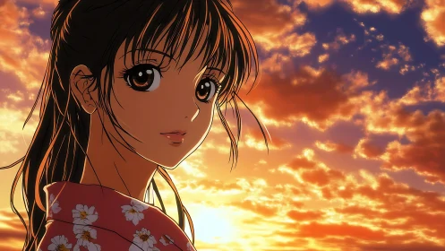 Sunset-kissed girl quietly turns toward tomorrow’s sky