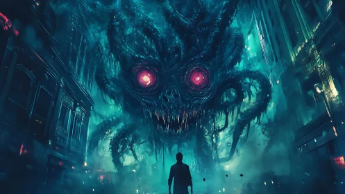 Neon fog unravels as a cosmic nightmare greets the lone wanderer