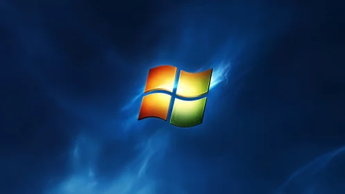 Luminous window emblem adrift in deep digital dusk.