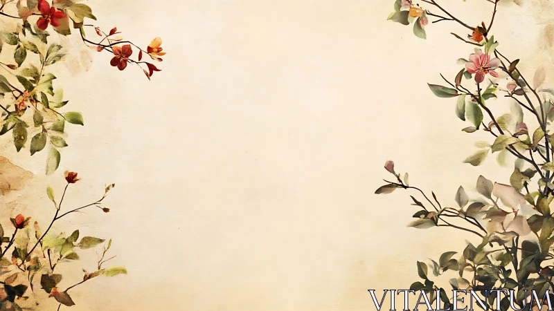 Delicate watercolor florals framing warm parchment space.