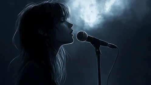 Singer in moody blue light prepares to pour out her heart