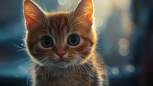 Golden-Hour Feline Portrait: Hyperrealistic Digital Rendering with Bokeh.