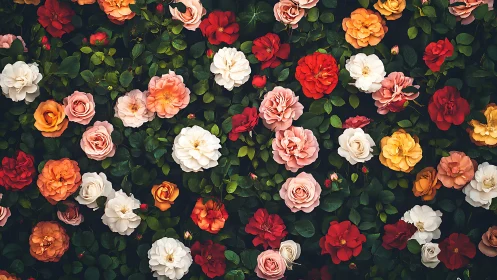 A Vibrant Garden of Roses in Full Bloom.