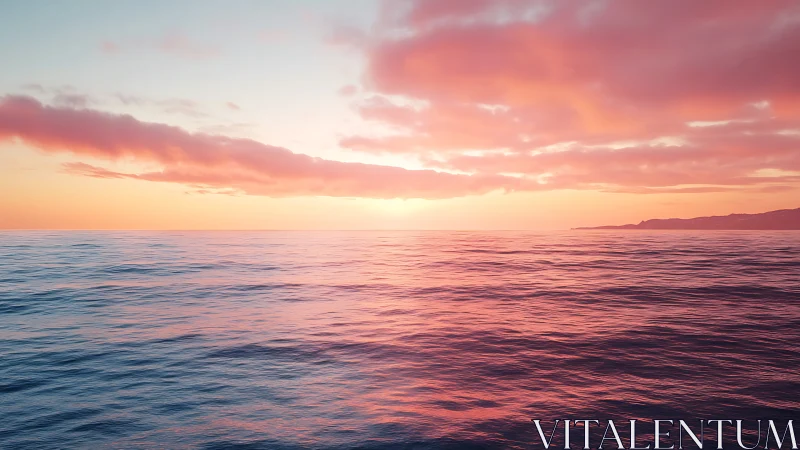 Spectral ocean horizon under diffuse pink sunset irradiance.