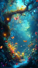 Butterflies choreograph glowing currents through a secret forest