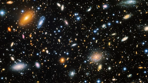 Stargazer’s window into swirling golden and blue galaxies.