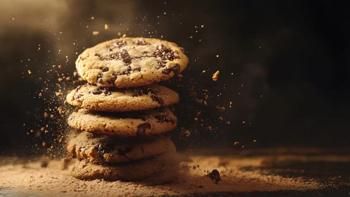 Crumbstorm Tower of Gooey Chocolate Chip Cookies Erupting.
