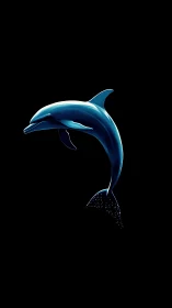 Bioluminescent dolphin profile on pure black negative space
